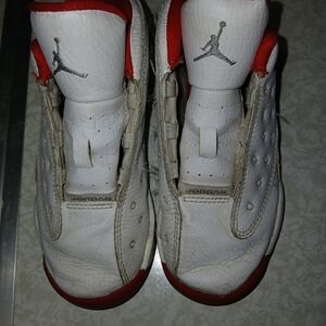 Jordan Kids White and Red High-Top Sneakers